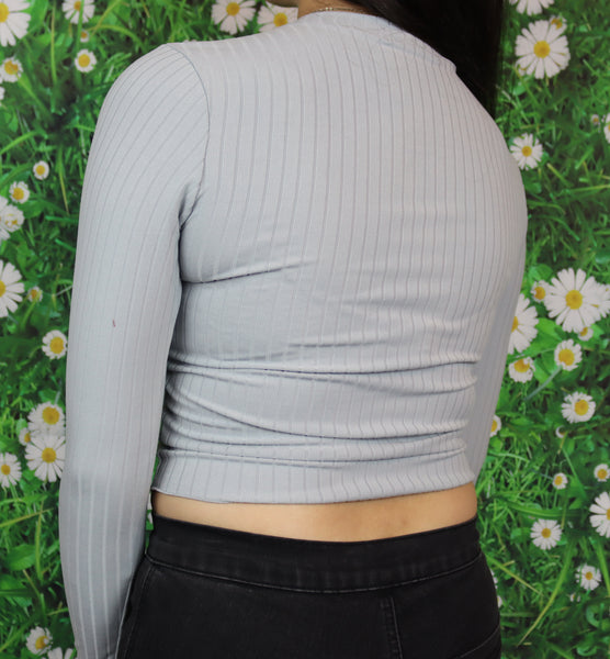 Donna Long Sleeve Crop Top (Grey)