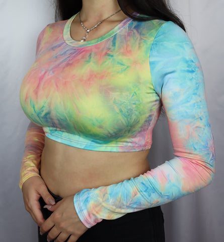 Kayla Tie Dye Crop Top (Aqua/Lemon)