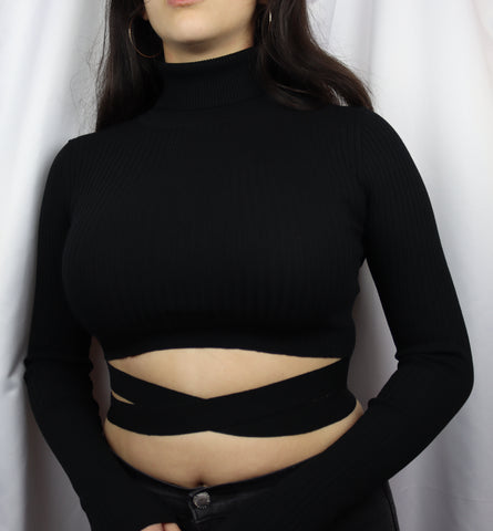 Clara Turtleneck String Top (Black)