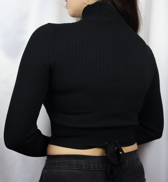 Clara Turtleneck String Top (Black)